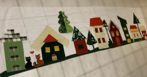 Téli falu - a patchwork karácsonyfa alsó díszítése